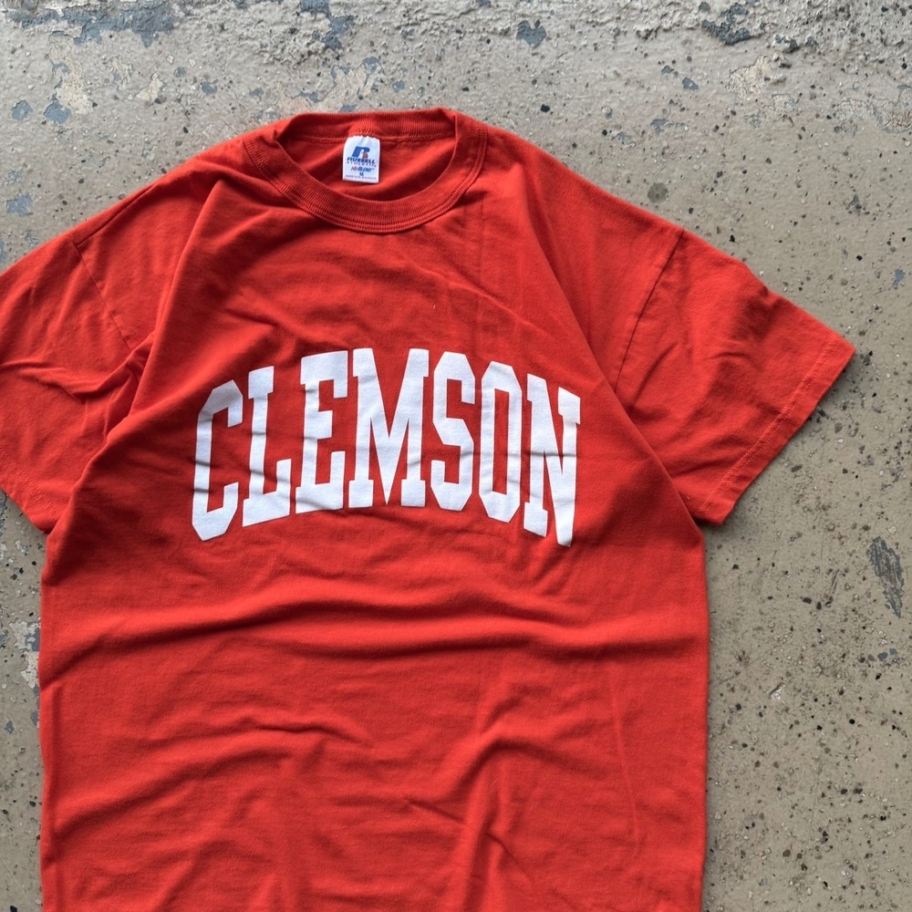 2000s Russell Athletic Clemson Tigers T-Shirt Mens Medium Orange Short Sleeve